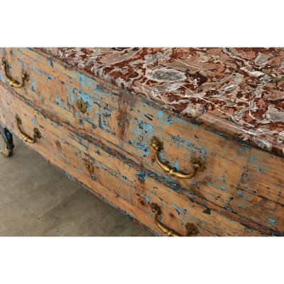 French 18th Century Commode with Original Paint and Marble Top