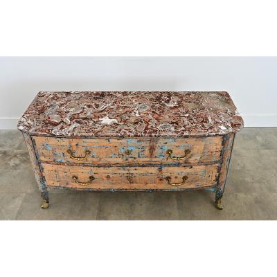 French 18th Century Commode with Original Paint and Marble Top