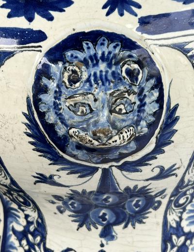 French 18th Century Faience Blue White Apothecary Jar Now Mounted as a Lamp