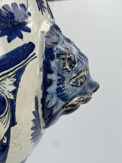 French 18th Century Faience Blue White Apothecary Jar Now Mounted as a Lamp