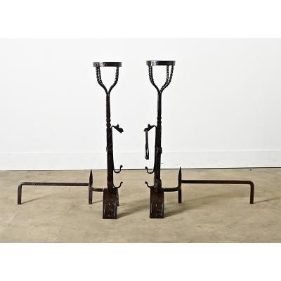 French 18th Century Forged Iron Andirons
