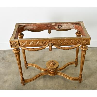 French 18th Century Gold Gilt Console with Marble Top