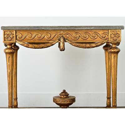 French 18th Century Gold Gilt Console with Marble Top