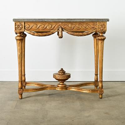French 18th Century Gold Gilt Console with Marble Top