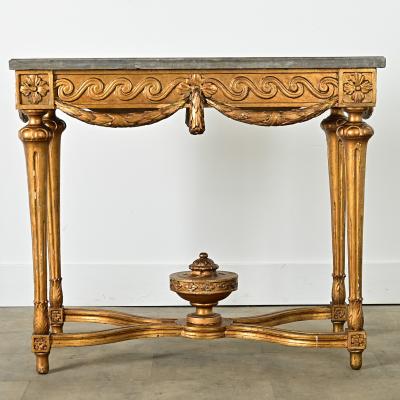 French 18th Century Gold Gilt Console with Marble Top