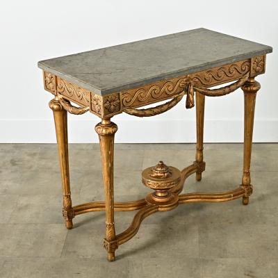 French 18th Century Gold Gilt Console with Marble Top