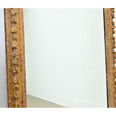 French 18th Century Hand Carved Frame with New Mirror Plate