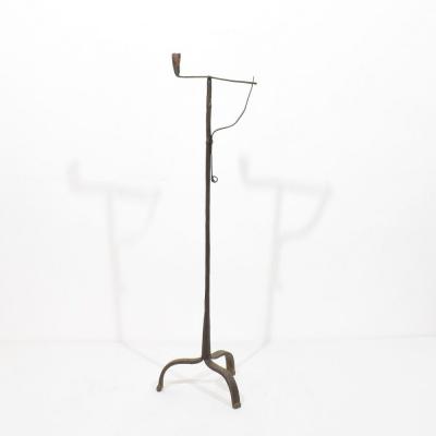 French 18th Century Hand Forged Iron Candleholder