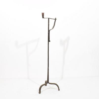 French 18th Century Hand Forged Iron Candleholder