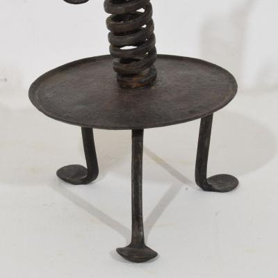 French 18th Century Hand Forged Iron Rat De Cave Candleholder