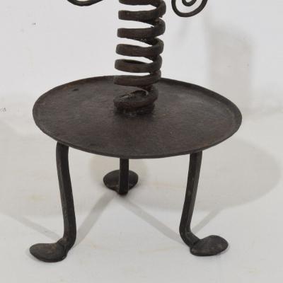 French 18th Century Hand Forged Iron Rat De Cave Candleholder