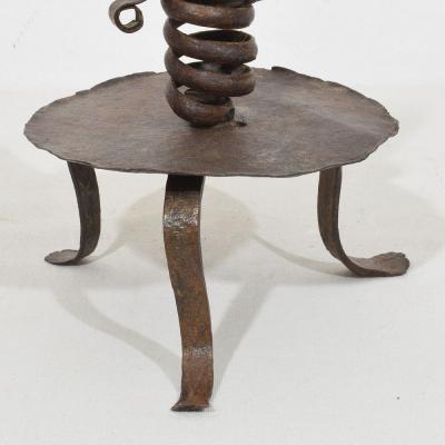 French 18th Century Hand Forged Iron Rat De Cave Candleholder
