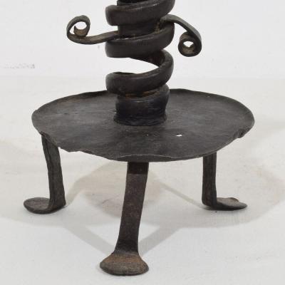 French 18th Century Hand Forged Iron Rat De Cave Candleholder