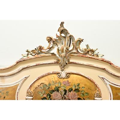 French 18th Century Louis XV Painted Gilt Queen Bed