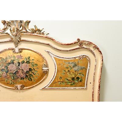 French 18th Century Louis XV Painted Gilt Queen Bed