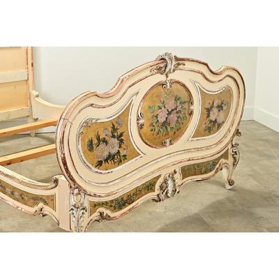 French 18th Century Louis XV Painted Gilt Queen Bed
