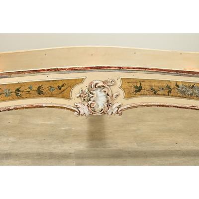 French 18th Century Louis XV Painted Gilt Queen Bed