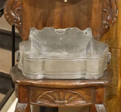 French 18th Century Louis XV Period Pewter Lavabo Mounted on Walnut Stand