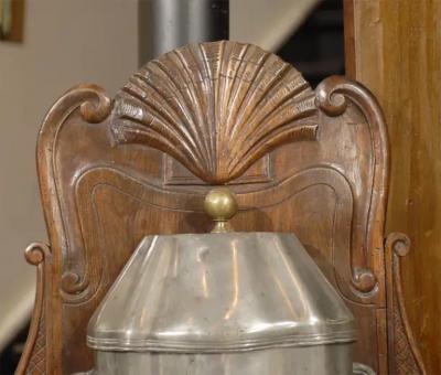 French 18th Century Louis XV Period Pewter Lavabo Mounted on Walnut Stand