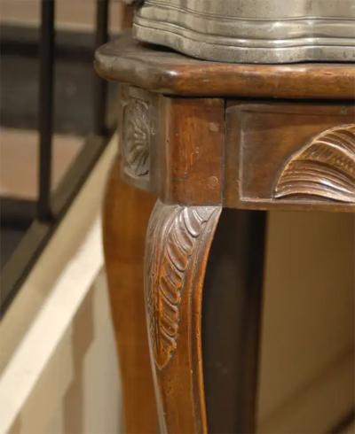 French 18th Century Louis XV Period Pewter Lavabo Mounted on Walnut Stand