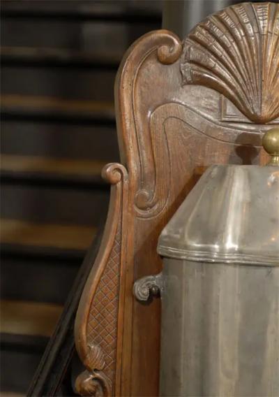 French 18th Century Louis XV Period Pewter Lavabo Mounted on Walnut Stand