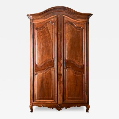 French 18th Century Louis XV Solid Walnut Inlay Armoire