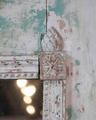 French 18th Century Louis XVI Carved Trumeau Mirror with Warrior Attributes