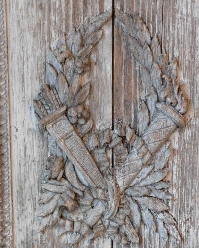 French 18th Century Louis XVI Carved Wood Panel with Gardener s Attributes
