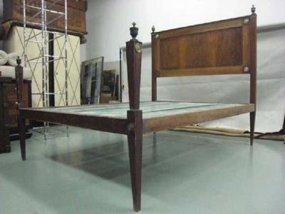 French 18th Century Louis XVI Neoclassical Walnut and Cherry Full Size Bed