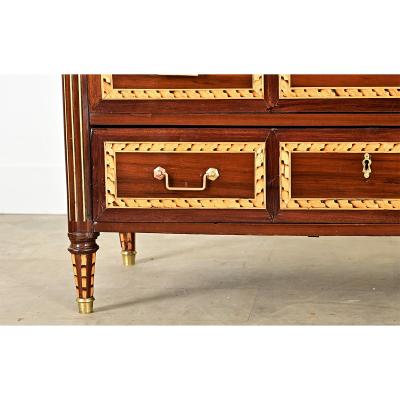 French 18th Century Louis XVI Style Inlay Mahogany Commode