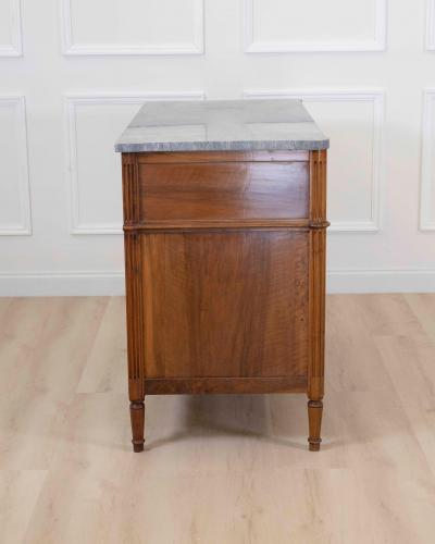 French 18th Century Louis XVI Walnut Marble Top Chest of Drawers
