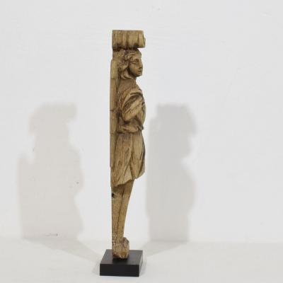 French 18th Century Neoclassical Hand Carved Oak Caryatid Angel Figure