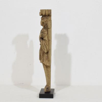 French 18th Century Neoclassical Hand Carved Oak Caryatid Angel Figure