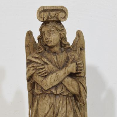 French 18th Century Neoclassical Hand Carved Oak Caryatid Angel Figure
