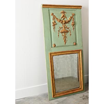 French 18th Century Painted Parcel Gilt Chinoiserie Trumeau