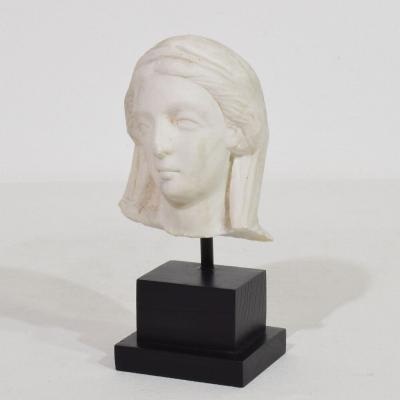 French 18th Century Small Marble Head Of A Madonna