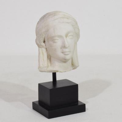 French 18th Century Small Marble Head Of A Madonna