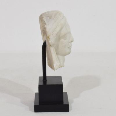 French 18th Century Small Marble Head Of A Madonna