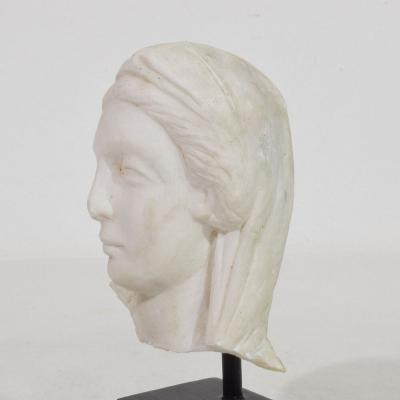 French 18th Century Small Marble Head Of A Madonna