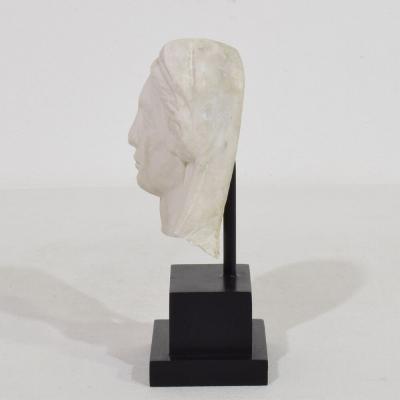 French 18th Century Small Marble Head Of A Madonna