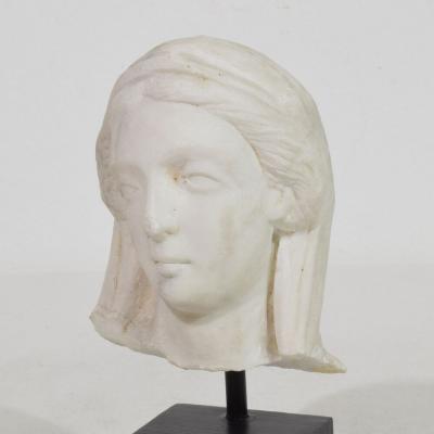 French 18th Century Small Marble Head Of A Madonna
