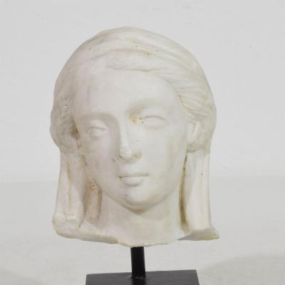 French 18th Century Small Marble Head Of A Madonna