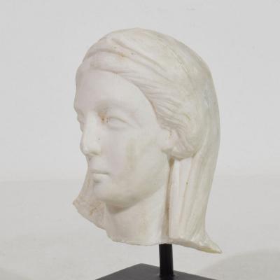 French 18th Century Small Marble Head Of A Madonna