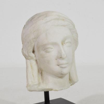 French 18th Century Small Marble Head Of A Madonna