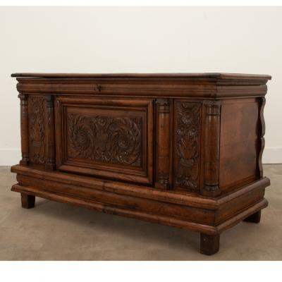 French 18th Century Solid Carved Oak Coffer