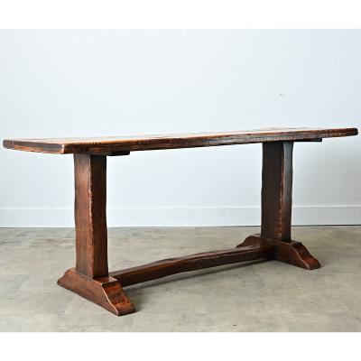 French 18th Century Solid Elm Tavern Table