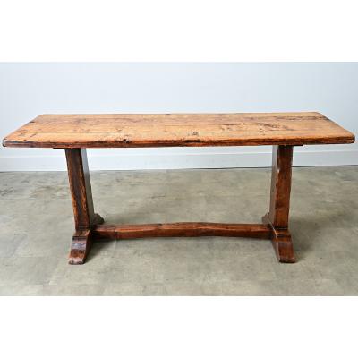French 18th Century Solid Elm Tavern Table