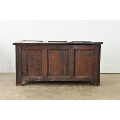 French 18th Century Solid Oak Carved Coffer