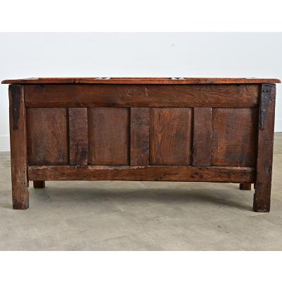 French 18th Century Solid Oak Carved Coffer