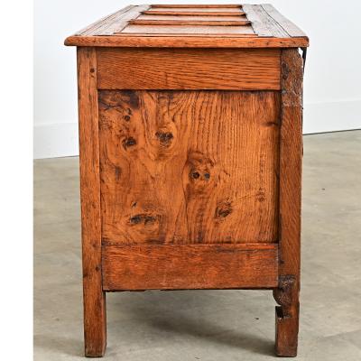French 18th Century Solid Oak Carved Coffer